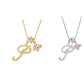 🔥🎁Nyhet 50 % RABATT🔥Halsband med initialbokstav och rosa hjärtcharm