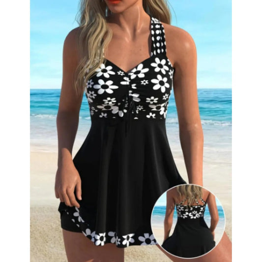 🔥🎁Nyhet 50 % RABATT🔥Dam-tankini-baddräkter med blommönster och boyshorts
