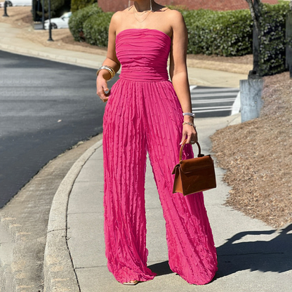 🔥🎁Nyhet 50 % RABATT🔥Strapeless skrynklig jumpsuit med vida ben