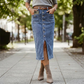 👗 50% RABATT! ⏳ Högmidjad Denimkjol med Knappar Fram – Klädsam A-linje, Justerbar passform & Klassisk stil 💙