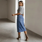 👗 50% RABATT! ⏳ Högmidjad Denimkjol med Knappar Fram – Klädsam A-linje, Justerbar passform & Klassisk stil 💙