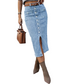 👗 50% RABATT! ⏳ Högmidjad Denimkjol med Knappar Fram – Klädsam A-linje, Justerbar passform & Klassisk stil 💙