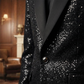 🔥🎁Nyhet 50 % RABATT🔥Mäns Svart Sparkle Tuxedo Dräkt Set