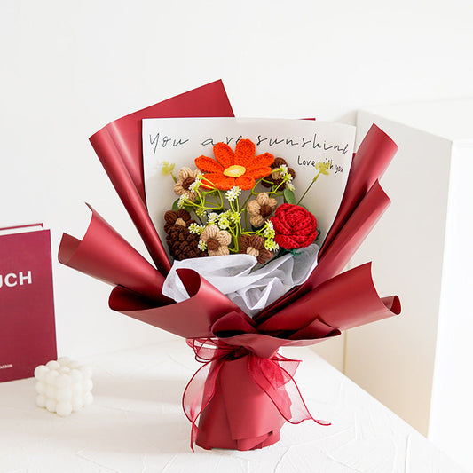🔥🎁Nyhet 50 % RABATT🔥🔥【Mors dag-specialerbjudande!】🔥Handgjord delikat virkad blomsterbukett