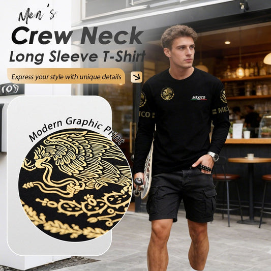 🔥🎁Nyhet 50 % RABATT🔥Långärmad T-shirt med rund hals för herr