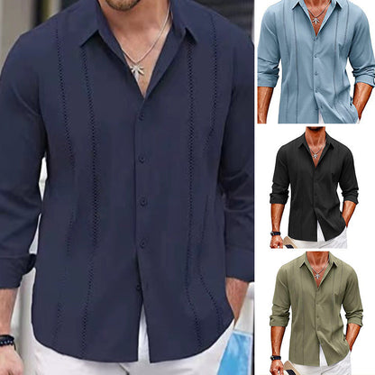 Enfärgad Långärmad Topp för Män – Klassisk Design, Mjuk & Andningsbar!