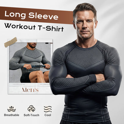 💪Långärmad Tränings-T-shirt för Herr – Athletic Slim Fit & Fukttransporterande!🔥
