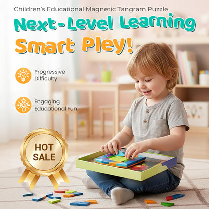 🔥🎁Nyhet 50 % RABATT🔥Pedagogiskt magnetiskt tangrampussel för barn