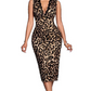 🐆🔥 50% RABATT! Leopardmönstrad Bodycon-klänning med Spetskant