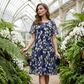 👗 50% RABATT 🌸 | Kortärmad A-linje Festklänning – Blommönster & Dubbel Chiffong