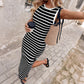👗 50% RABATT! ✨ Ärmlös Randig Ribbstickad Klänning – Figurnära, Bekväm & Perfekt för Sommar & Vardag 🌸