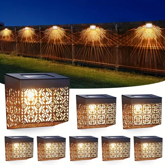 🔥🎁Nyhet 50 % RABATT🔥Solcellsdriven LED-vägglampa med snidade mönster för gångväg och trädgård