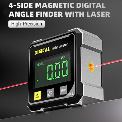 📐 50% RABATT 🔴 | 4-sidig Magnetisk Digital Vinkelmätare – Dubbla Lasrar & USB-laddning