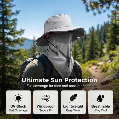 🔥🎁Nyhet 50 % RABATT🔥En ventilerad fiskarhatt👒 med avtagbart ansiktsskydd – superpraktisk!