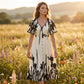 👗 50% RABATT NU! 🌿 Mjuk Klänning i Botaniskt Mönster med V-ringning & Medellång Kjol – Elegant, Lätt & Mångsidig För Alla Tillfällen 🌸