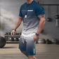 🔥🎁Nyhet 50 % RABATT🔥😎Herrset med t-shirt och shorts i gradientfärg