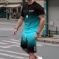 🔥🎁Nyhet 50 % RABATT🔥😎Herrset med t-shirt och shorts i gradientfärg