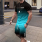 🔥🎁Nyhet 50 % RABATT🔥😎Herrset med t-shirt och shorts i gradientfärg