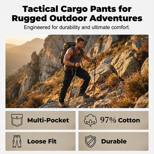 👖50% RABATT NU! 🛠️ Taktiska cargo-byxor i bomull – många fickor, förstärkta sömmar & justerbar midja 👖🪖