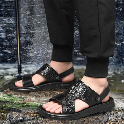 🔥50 % rabatt🔥Sandaler för män i koskinn med dubbla användningsområden och ventilerande hål