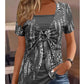 👚 50 % RABATT JUST NU!🔥 Top med leopardmönster – Retro med fyrkantig halsringning och imiterad tvådelad design – Korta ärmar, smal passform – Luftig sommarblus 👗