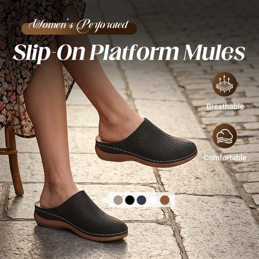 🔥50% RABATT NU!🔥 Dam Perforerade Slip-On Platå Mules