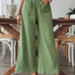 👖 50% RABATT NU!🌿 Dam Casual Enfärgad Löstsittande Byxor – Hög Midja Wide Leg & Skrynklig Textur – Bekväma Lounge Byxor ✨
