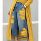 ✨ Damjeans med vida ben och blommönster – Unika applikationer, mjuka, 6 färger 🌸