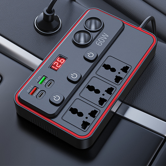 🔥🎁Nyhet 50 % RABATT🔥🚗 Multifunktionell billaddare med nätuttag och USB-port 🔌
