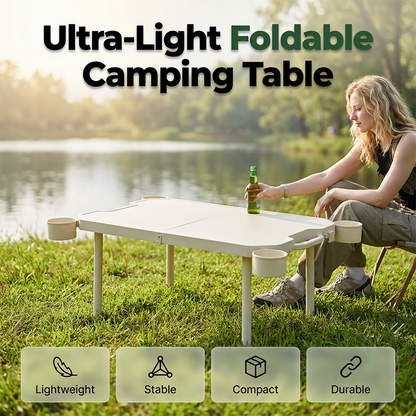 🔥🎁Nyhet 50 % RABATT🔥Bärbart, hopfällbart campingbord med inbyggd kopphållare