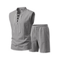 💥 50% RABATT 👕 Somrig komfort för varma dagar 🌿 Herr linne ärmlöst set med snörning – justerbar passform & sval känsla ☀️