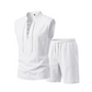 💥 50% RABATT 👕 Somrig komfort för varma dagar 🌿 Herr linne ärmlöst set med snörning – justerbar passform & sval känsla ☀️