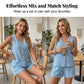 🔥🎁Nyhet 50 % RABATT🔥👕🩳 Avslappnat tvådelat set med V-hals och elastisk midja