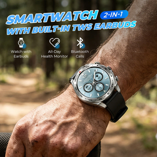 🔥🎁Nyhet 50 % RABATT🔥2-i-1 Smartklocka med inbyggda TWS-hörlurar