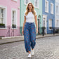 🔥🎁Nyhet 50 % RABATT🔥💖👖 Avslappnade hjärtprintade baggyjeans med avsmalnad vrist