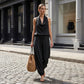📢📢50 % RABATT !! ⏰ Ärmlös jumpsuit med krage – halterneck, vida ben, elegant 🍷