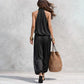 📢📢50 % RABATT !! ⏰ Ärmlös jumpsuit med krage – halterneck, vida ben, elegant 🍷