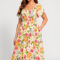 🔥Sista dagen: 50 % rabatt!⏰🌸👗 Blommig klänning med volanger, fyrkantig halsringning och fickor🏖️