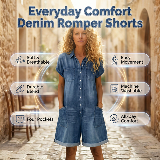 🎁2026 Nieuw binnen 50% KORTING💥👖🌸 Avslappnad denimromper med knappar och fickor