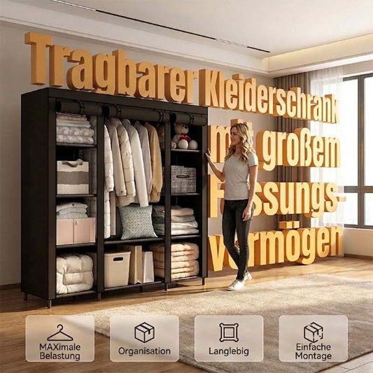 🔥📦 SISTA DAGEN – 50 % RABATT! Bärbar garderob i non-woven-tyg – enkel att montera, stålram, 3 storlekar, perfekt för sovrum och klädkammare 🏠
