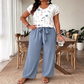 🔥🎁Nyhet 50 % RABATT🔥👗✨ V-ringad jumpsuit med vida ben och midjebälte