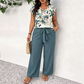 🔥🎁Nyhet 50 % RABATT🔥👗✨ V-ringad jumpsuit med vida ben och midjebälte