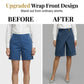 🩳 50% RABATT NU! 🧵 Dams Asymmetriska Breda Shorts – Snygg Faux Denim & Vintage Elegans 🌊