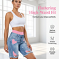 📢📢50 % RABATT !! ⏰Set med slitna jeansshorts för dam och färgglada leggings