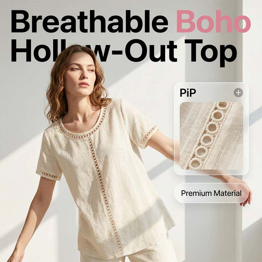🌼 50 % RABATT NU! 🌿 Bohemisk topp med utskuren design – smickrande passform, andningsbar & perfekt för både vardag och fest 🌸