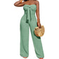 👗 50 % RABATT UNDER BEGRÄNSAD TID! 💥 Strapless jumpsuit för dam med hög midja och vida ben – bustier-överdel, rosettdetalj, strukturerad ✨