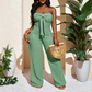 👗 50 % RABATT UNDER BEGRÄNSAD TID! 💥 Strapless jumpsuit för dam med hög midja och vida ben – bustier-överdel, rosettdetalj, strukturerad ✨