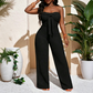 👗 50 % RABATT UNDER BEGRÄNSAD TID! 💥 Strapless jumpsuit för dam med hög midja och vida ben – bustier-överdel, rosettdetalj, strukturerad ✨