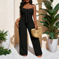 👗 50 % RABATT UNDER BEGRÄNSAD TID! 💥 Strapless jumpsuit för dam med hög midja och vida ben – bustier-överdel, rosettdetalj, strukturerad ✨