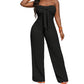 👗 50 % RABATT UNDER BEGRÄNSAD TID! 💥 Strapless jumpsuit för dam med hög midja och vida ben – bustier-överdel, rosettdetalj, strukturerad ✨